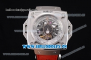 Hublot Masterpiece MP 08 Antikythera Sunmoon Asia 2813 Automatic Steel Case Skeleton Dial Red Leather Strap and White Markers