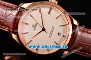 Omega Master Co-Axial Clone Omega 8511 Automatic Rose Gold Case with White Dial and Stick Markers (KW)