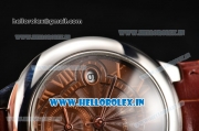 Cartier Ballon Bleu De Medium Chrono Miyota OS20 Quartz Steel Case with Brown Leather Strap and Brown Dial