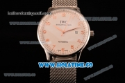 IWC Portugieser Asia 2813 Automatic Full Steel with White Dial and Rose Gold Arabic Numeral Markers