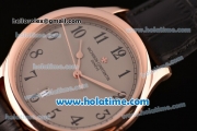 Vacheron Constantin Historiques Chronometre Royal 1907 Miyota Quartz Rose Gold Case with Arabic Numeral Markers Black Leather Strap and Grey Dial