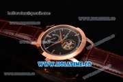 Vacheron Constantin Patrimony Tourbillon Swiss ETA 2824 Automatic Rose Gold Case with Black Dial and Stick Markers