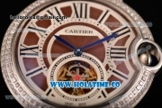 Cartier Ballon Bleu De Tourbillon Asia Automatic Steel Case with Brown Dial and Roman Numeral Markers - Diamonds Bezel
