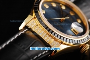 Rolex Datejust Automatic Movement ETA Coating Case with Black Diamond Bezel-Black Dial