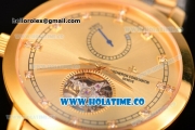 Vacheron Constantin Patrimony Tourbillon Yellow Gold/Steel Case with Gold Dial and Diamonds Markers