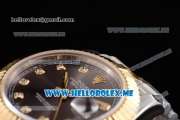 Rolex Datejust II Asia 2813 Automatic Two Tone Case/Bracelet with Brown Dial and Diamonds Markers (BP)