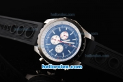 Breitling Chrono-Matic Chronograph Quartz Movement PVD Bezel-Stick Markers with Black Dial and Silver Subdials-Black Rubber Strap