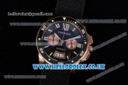 Cartier Calibre de Cartier Diver Japanese Miyota OS20 Quartz Rose Gold Case with Black Dial Rose Gold Subdial and Black Rubber Strap