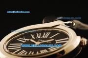 Cartier d'Art Swiss Quartz Steel Case with Black Dial and Black Leather Strap