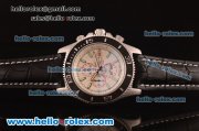 Breitling Superocean Chronograph Miyota Quartz Steel Case with White Dial and Black Leather Strap