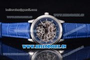 Glashutte Senator Skeletonized Edition Asia 7100 Automatic Steel Case with Skeleton Dial Roman Numeral Markers and Blue Leather Strap