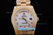 Rolex Day-Date Automatic Full Gold with Diamond Bezel-White Dial