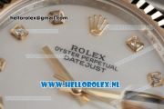 Rolex Datejust Clone Swiss ETA 2836 Automatic K Gold Case with White Dial Diamonds Markers and Two Tone Bracelet BP