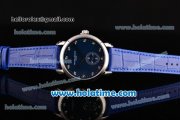 Vacheron Constantin Malte Miyota Quartz Stainless Steel Case with Blue Leather Strap Blue Dial and Diamond Markers