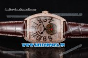 Franck Muller Casablanca Asia Automatic Rose Gold/Diamonds Case with Diamonds Dial and Diamonds Bezel Brown Leather Strap (ZF)