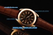 Omega Seamaster Aqua Terra Annual Calendar Automatic Movement Steel Case with Rose Gold Bezel and Brown Leather Strap