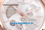 Vacheron Constantin Overseas Dual Time Asia ST30 Automatic Rose Gold Case with Silver Dial Stick Markers and White Rubber Strap