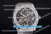 Hublot Classic Fusion Skeleton Asia Automatic Steel Case with Skeleton Dial and Black Leather Strap