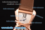 Cartier Tank Enlacée Swiss Quarz Rose Gold Case with Silver Dial and Grey Leather Strap