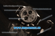 Rolex Daytona Vintage Edition Chrono Miyota OS20 Quartz Steel Case with Silver Dial and Black Leather Strap