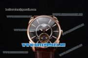 Parmigiani Tonda Tourbillon Asia ST25 Automatic Rose Gold Case with Black Dial and Brown Leather Strap Stick Markers