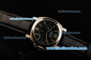 Panerai PAM 090 Luminor Power Reserve Automatic Movement Black Dial with Green Markers and Black Leather Strap
