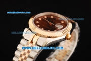 Rolex Datejust II Oyster Perpetual Automatic Movement Steel Case with Brown Dial and Diamond Markers-Two Tone Strap