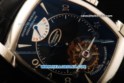 Parmigiani Kalpa XL Swiss Tourbillon Manual Winding Movement Steel Case with Black Dial and Black Leather Strap