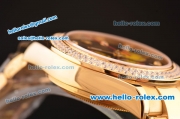 Rolex Daytona Swiss Valjoux 7750-SHG Automatic Gold Case/Strap with Diamond Bezel - Black Dial and Diamond Markers