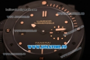 Panerai Luminor Submersible Left Handed Ceramica Clone P.9000 Automatic Ceramic Case with Black Leather Strap and Dot Markers (KW)