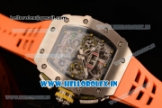 Richard Mille RM11-03 Swiss Valjoux 7750 Automatic Steel Case Skeleton Dial With Arabic Numeral Markers Orange Rubber Strap(KV)