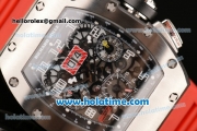 Richard Mille Felipe Massa Flyback Chrono Swiss Valjoux 7750 Automatic Steel Case with Skeleton Dial and Red Rubber Bracelet