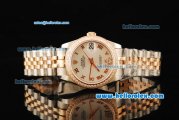 Rolex Datejust Automatic Movement White Dial with Diamond Bezel and Two Tone Strap-ETA Coating Case