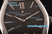 Vacheron Constantin Malte Miyota OS2035 Quartz Steel Case with Black Leather Strap Black Dial Stick Markers