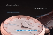 Patek Philippe Swiss ETA 2824 Automatic Rose Gold Case with White Dial and Brown Leather Strap