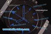 Hublot Classic Fusion Chrono Miyota Quartz PVD Case with Black Dial - Blue Markers and Black Rubber Strap