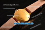 Cartier Ballon Bleu De Medium Asia 4813 Automatic Yellow Gold Case with Silver Dial and Brown Leather Strap - Roman Numeral Markers (GF)