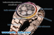 Rolex Daytona Rainbow Chrono Swiss Valjoux 7750-SHG Automatic Steel Case with Diamond Bezel Black Markers and Diamond Markers