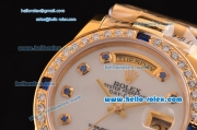 Rolex Day-Date 2813 Automatic Gold Case with White Dail and Diamond Bezel ETA Coating