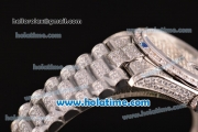 Rolex Day Date Automatic Movement Full Steel with Full Diamond and Blue Diamond Markers