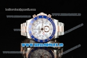 Rolex Yacht-Master Chrono Clone Rolex 4130 Automatic Movement Rose Gold White Dial and Dots Markers Rose Gold Bracelet (JF)