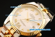 Rolex Datejust Automatic Movement ETA Coating Case with White Dial and Two Tone Strap