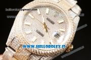 Rolex Day Date II YG Two Tone Case With All Diamond Roman ETA 2836 Auto Best Edition