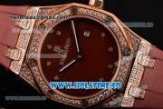 Audemars Piguet Royal Oak Lady Swiss Quartz Rose Gold/Diamonds Case with Diamonds Markers and Brown Dial (EF)