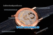 Vacheron Constantin Patrimony Swiss Tourbillon Manual Winding Rose Gold Case with Beige Dial Blue Alligator Strap and Stick Markers