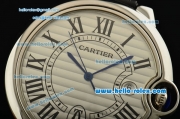 Cartier Ballon Bleu De Swiss ETA 2836 Automatic Steel Case with Black Leather Strap White Dial Roman Markers