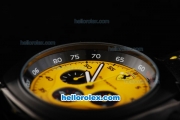 Ferrari Chronograph Quartz Movement PVD Case with Yellow Dial and Black Leather Strap