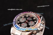 Rolex Daytona Chronograph Miyota OS20 Quartz Steel Case/Strap with Colorful Diamond Bezel and Black Dial