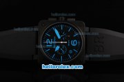 Bell & Ross BR 03-94 Quartz Movement PVD Case with Black Dial and Blue Marker-Black Rubber Strap