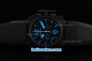 Bell & Ross BR 03-94 Quartz Movement PVD Case with Black Dial and Blue Marker-Black Rubber Strap Bell & Ross BR 03-94 Quartz Movement PVD Case with Black Dial and Blue Marker-Black Rubber Strap